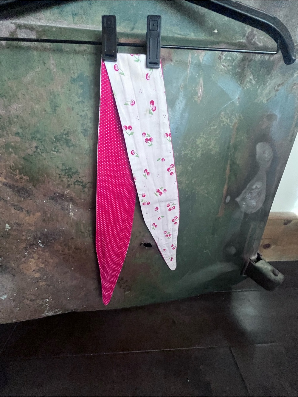 Red Polka Dot Reversible Rockabilly Hair Scarf with Cherry Print